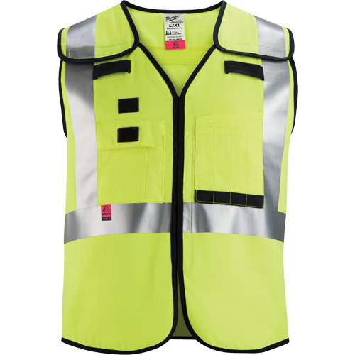 Gilet de s&eacute;curit&eacute; &agrave; maille d&eacute;tachable, Noir/Jaune lime haute visibilit&eacute;, Moyen/Petit Stor-it Systems