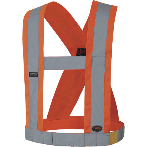 5490 Bretelles de s&eacute;curit&eacute; r&eacute;glable de 4" de large, R&eacute;pond ou surpasse la norme CSA Z96 classe 2 - niveau 2, Orange haute visibilit&eacute;, Couleur r&eacute;fl&eacute;chissante Argent, Taille unique Stor-it Systems