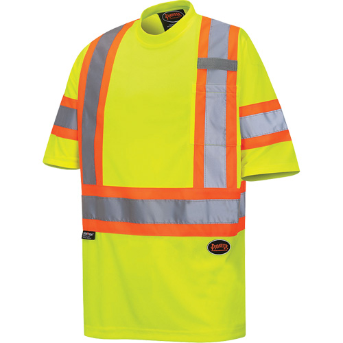 6971 Bird's-Eye Safety T-Shirt, Polyester, X-Small, High Visibility Lime-Yellow Stor-it Systems