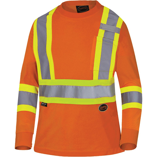6968 Bird's-Eye Women's Safety T-Shirt, Polyester, X-Small, High Visibility Orange Stor-it Systems