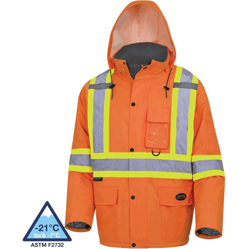5030 Waterproof Quilted Safety Parka, High Visibility Orange, Small Stor-it Systems