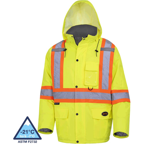 5031 Waterproof Quilted Safety Parka, High Visibility Lime-Yellow, Small Stor-it Systems