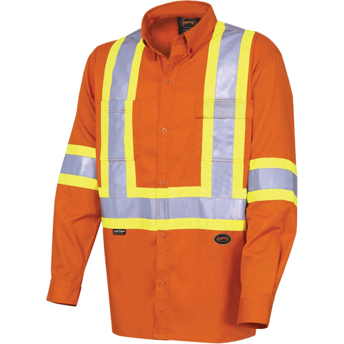 4441 Chemise de s&eacute;curit&eacute; &agrave; manches longues ultra respirante, Coton, Petit, Orange haute visibilit&eacute; Stor-it Systems