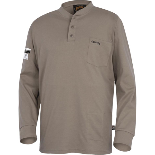 331 Chandail Henley en tricot interlock ignifuge, Petit, Beige Stor-it Systems