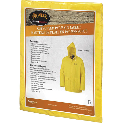 577J Rain Jacket, Polyester/PVC, Small, Yellow Stor-it Systems