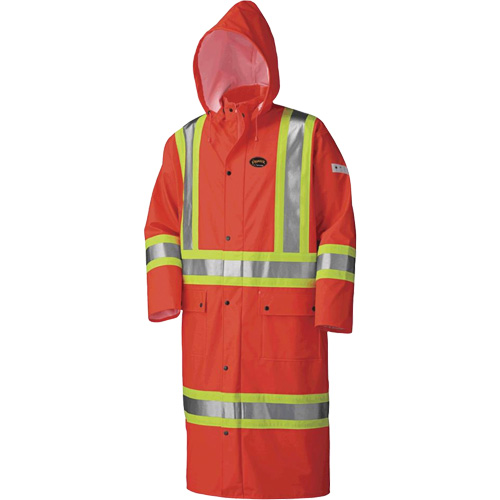 5896 Flame Resistant Waterproof Long Coat, Small, High Visibility Orange Stor-it Systems