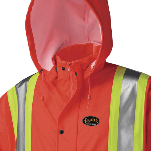 5896 Flame Resistant Waterproof Long Coat, Small, High Visibility Orange Stor-it Systems