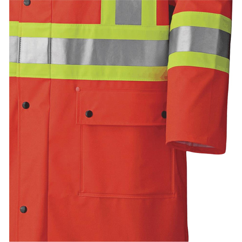 5896 Flame Resistant Waterproof Long Coat, Small, High Visibility Orange Stor-it Systems