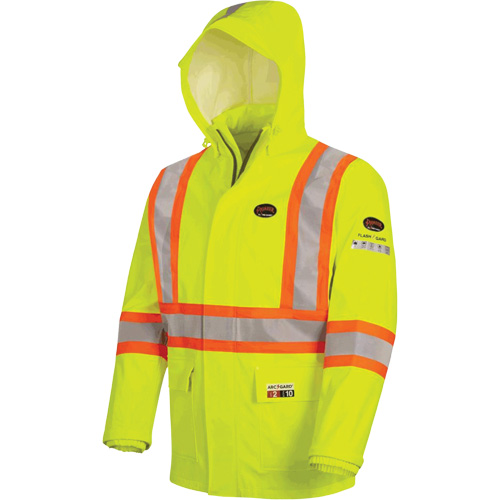 5881 FR/Arc-Rated Waterproof Rain Jacket, X-Small, High Visibility Yellow, 10 cal/cm² Stor-it Systems