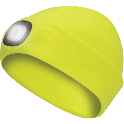 5676 Knit Toque with LED Headlight, Fleece Lining, One Size, High Visibility Yellow Stor-it Systems