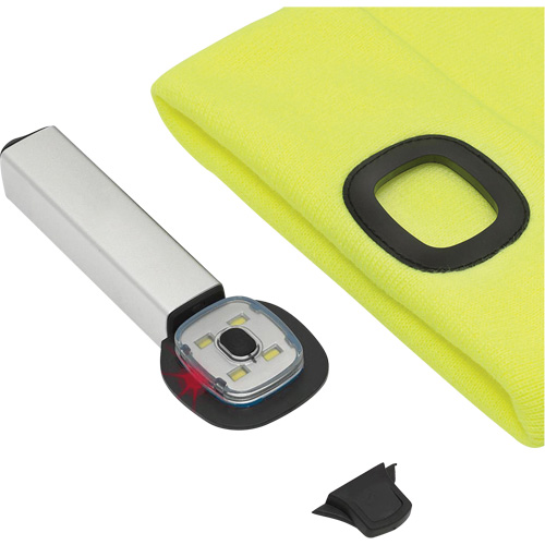 5676 Knit Toque with LED Headlight, Fleece Lining, One Size, High Visibility Yellow Stor-it Systems