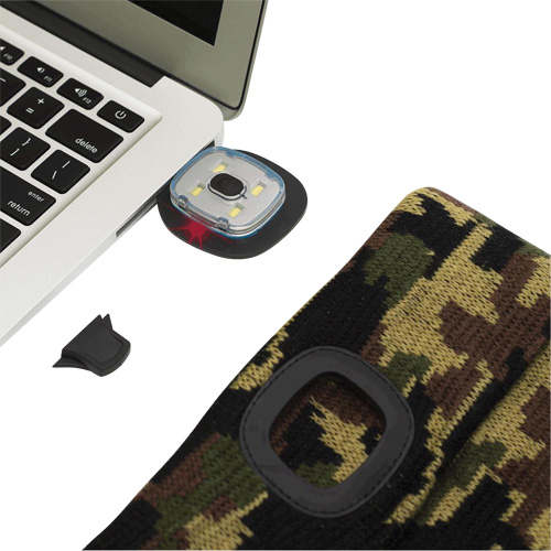 5677 Tuque en tricot avec lampe frontale &agrave; DEL, Doublure en Molleton, Taille unique, Camo Stor-it Systems