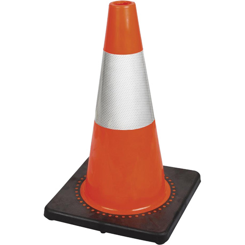 181 C&ocirc;ne de s&eacute;curit&eacute; flexible de premi&egrave;re qualit&eacute;, 18", Orange, Bande(s) r&eacute;fl&eacute;chissante(s) 6" Stor-it Systems