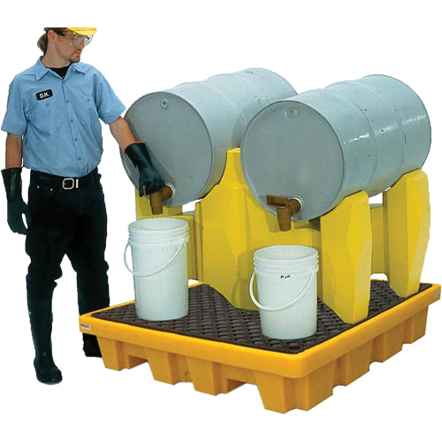 Ultra-Drum Rack 2-Drum Containment System with Drain, 53" L x 53" W x 44.8" H, 1500 US gal. Capacity Stor-it Systems