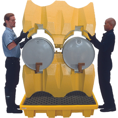 Ultra-Drum Rack 4-Drum Containment System with Drain, 53" L x 53" W x 77.8" H, 3000 US gal. Capacity Stor-it Systems