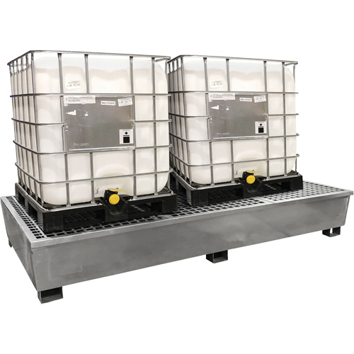 Steel Ultra-Twin IBC Spill Pallet&reg;, 370 US gal. Spill Capacity, 103.8" x 26.8" x 51.1" Stor-it Systems