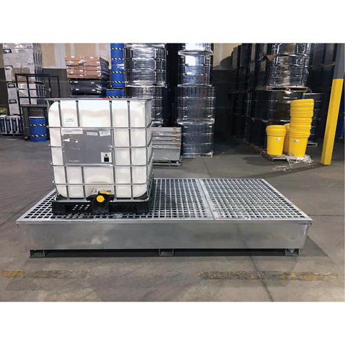 Steel Ultra-Twin IBC Spill Pallet&reg;, 370 US gal. Spill Capacity, 103.8" x 26.8" x 51.1" Stor-it Systems