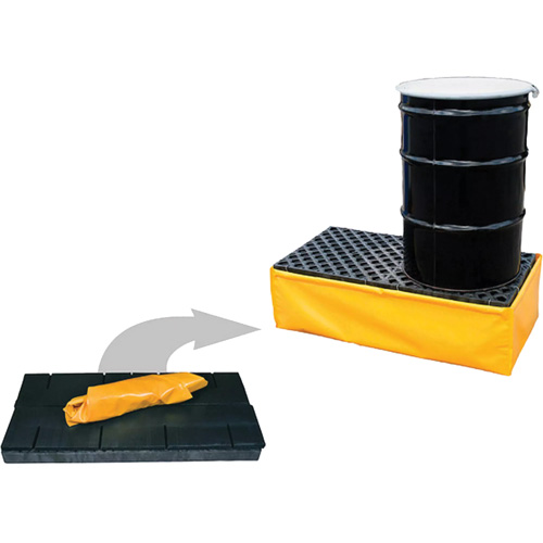 Ultra-Spill Pallet flexible, 2 barils, Capacit&eacute; de d&eacute;versement 66 gal. US, 48" x 24" x 14" Stor-it Systems