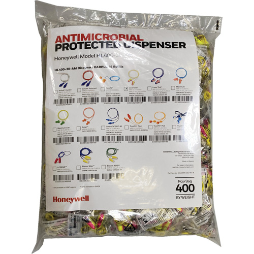 Recharge de bouchons doreille LL-30 pour le distributeur HL400, Vrac - Sac en poly, Avec cordon Stor-it Systems