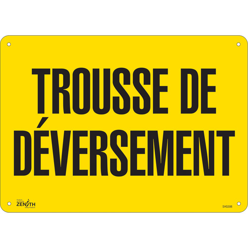 "Trousse de d&eacute;versement" Sign, 10" x 14", Plastic, French Stor-it Systems