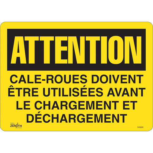 "Cale-roues doivent &ecirc;tre utilis&eacute;es" Sign, 14" x 10", Vinyl, French Stor-it Systems