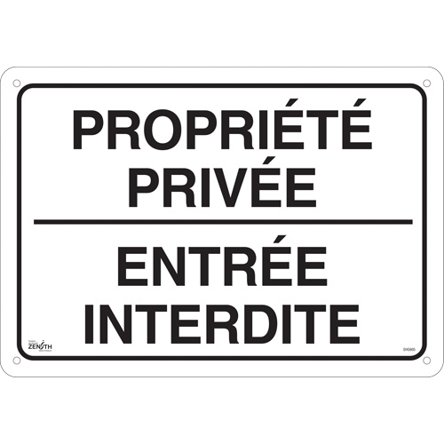 "Propri&eacute;t&eacute; priv&eacute;e" Sign, 14" x 20", Aluminum, French Stor-it Systems