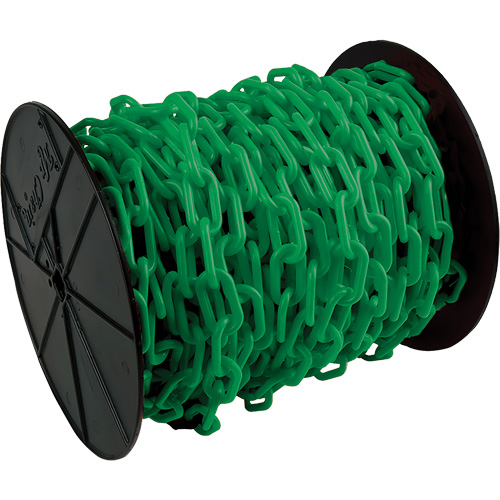 Chaîne de s&eacute;curit&eacute; en plastique robuste, Vert, Maillon de 2", 100' de long Stor-it Systems