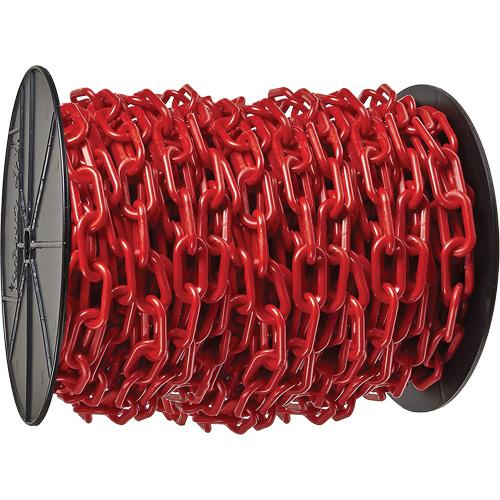 Chaîne de s&eacute;curit&eacute; en plastique robuste, Rouge, Maillon de 2", 100' de long Stor-it Systems