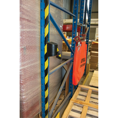 Magnetic Wall Mount Barrier with Magnetic Tape, Plastic, Magnetic Mount, 15', Black and Yellow Tape Stor-it Systems