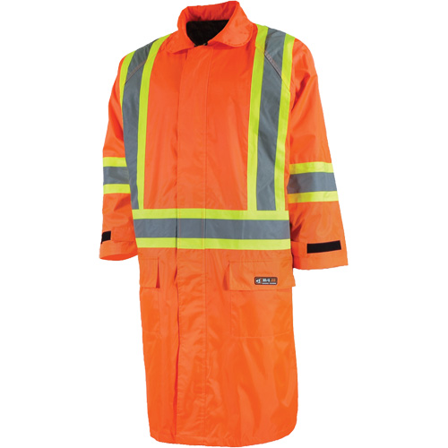 Imperm&eacute;able long avec capuchon amovible, Nylon/PVC, Petit, Orange haute visibilit&eacute; Stor-it Systems