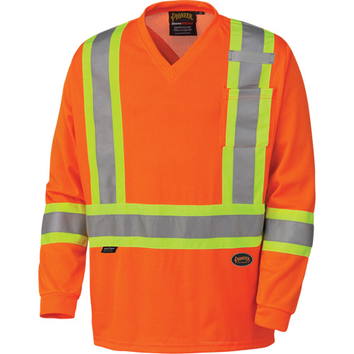 6984 Traffic Micro Mesh Long-Sleeved Safety Shirt, Small, High Visibility Orange Stor-it Systems
