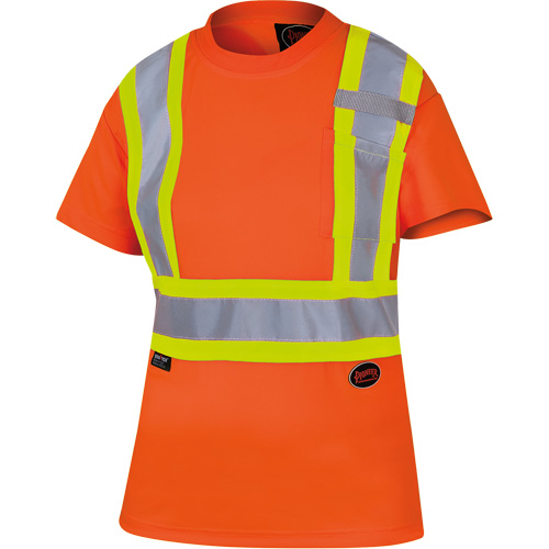 6948 T-shirt de s&eacute;curit&eacute; en il-de-perdrix pour femme, Polyester, T-petit, Orange haute visibilit&eacute; Stor-it Systems