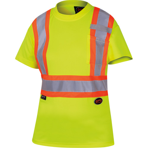 6949 T-shirt de s&eacute;curit&eacute; en il-de-perdrix pour femme, Polyester, T-petit, Jaune lime haute visibilit&eacute; Stor-it Systems
