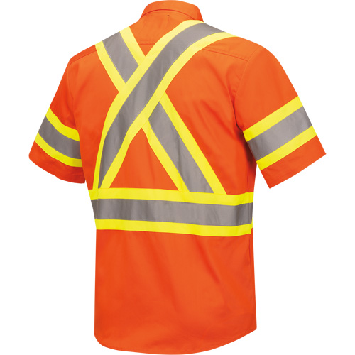 4442 Ultra Cool Short-Sleeved Safety Shirt, Cotton, Small, High Visibility Orange Stor-it Systems