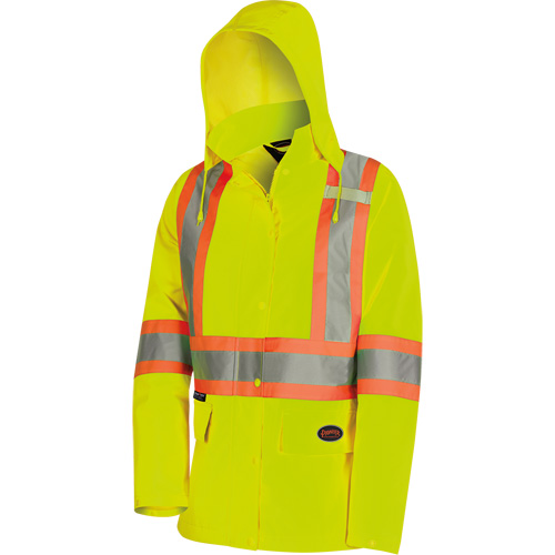 5628W Parka matelass&eacute; de s&eacute;curit&eacute; 300D The Rock, Polyester/Polyur&eacute;thane, Jaune lime haute visibilit&eacute;, T-petit Stor-it Systems
