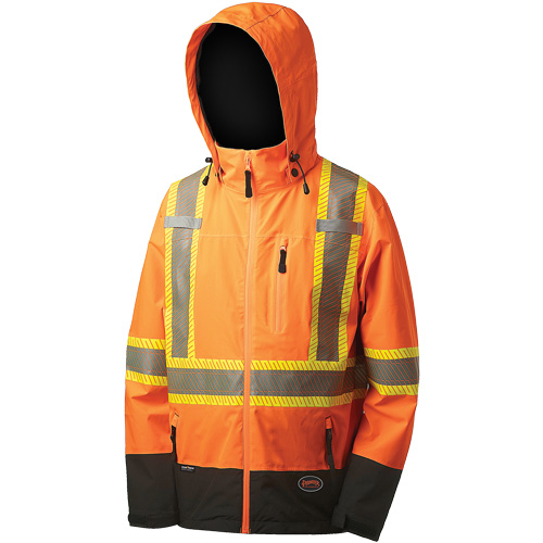 5220 Manteau de s&eacute;curit&eacute; imperm&eacute;able &agrave; coquille souple de premi&egrave;re qualit&eacute;, Polyester, Orange haute visibilit&eacute;, 2T-Grand Stor-it Systems