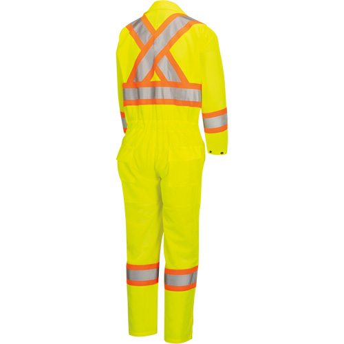 5999AW Women's High-Visibility Traffic Safety Coveralls, X-Small, High Visibility Lime-Yellow Stor-it Systems