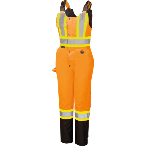 5040BBW Women's High-Visibility Waterproof Safety Overalls, Polyester, X-Small, Black/High Visibility Orange Stor-it Systems