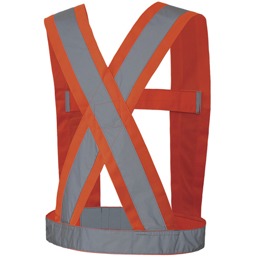 5491 Bretelles ajustables de s&eacute;curit&eacute; haute visibilit&eacute; de 4" de largeur, R&eacute;pond ou surpasse la norme CSA Z96 classe 2 - niveau 2, Orange haute visibilit&eacute;, Couleur r&eacute;fl&eacute;chissante Argent, Taille unique Stor-it Systems