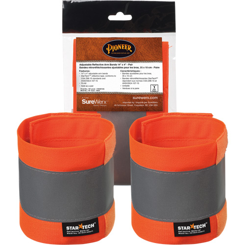 140A Brassard r&eacute;fl&eacute;chissant ajustable orange haute visibilit&eacute; de 14" X 4" Stor-it Systems