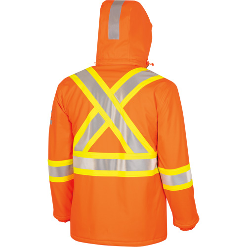 5884 Manteau imperm&eacute;able ignifuge et r&eacute;sistant aux arcs &eacute;lectriques avec capuchon Flash-Gard, Petit, Orange haute visibilit&eacute;, 51 cal/cm² Stor-it Systems