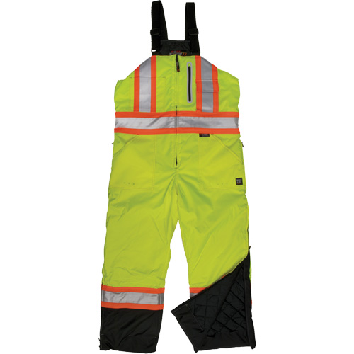 Ripstop Insulated Safety Bib Overall, Polyester, X-Small, High Visibility Lime-Yellow Stor-it Systems