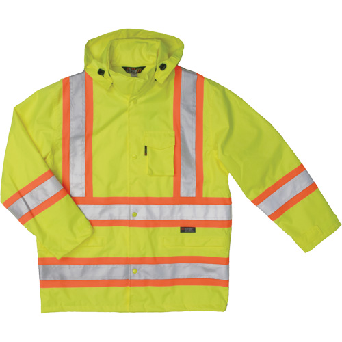 Ripstop Safety Rain Jacket, Polyester, X-Small, High Visibility Lime-Yellow Stor-it Systems