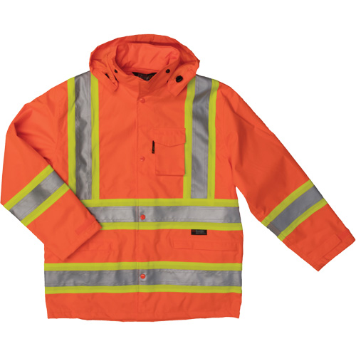 Manteau de s&eacute;curit&eacute; imperm&eacute;able en tissu ind&eacute;chirable Ripstop, Polyester, T-Grand, Orange haute visibilit&eacute; Stor-it Systems
