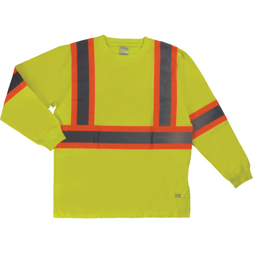 Long Sleeve Safety T-Shirt, Cotton, X-Small, High Visibility Lime-Yellow Stor-it Systems