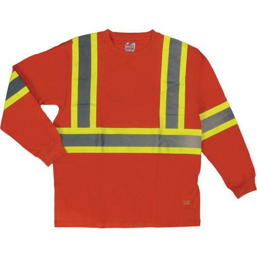 Long Sleeve Safety T-Shirt, Cotton, X-Small, High Visibility Orange Stor-it Systems