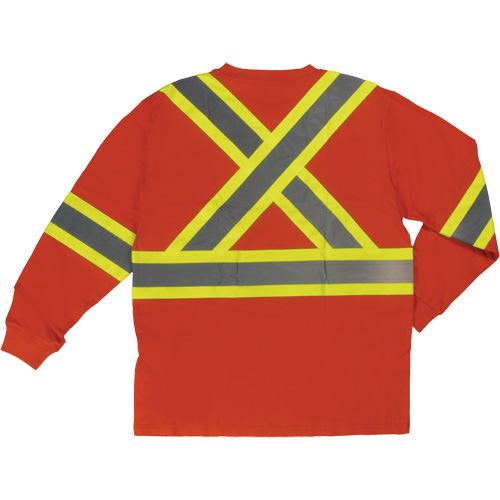 Long Sleeve Safety T-Shirt, Cotton, X-Small, High Visibility Orange Stor-it Systems
