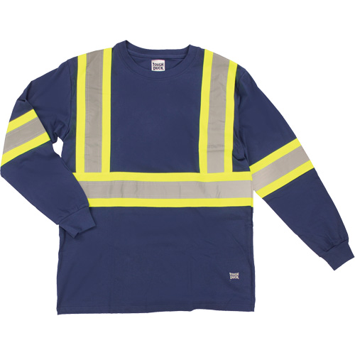 Long Sleeve Safety T-Shirt, Cotton, X-Small, Navy Blue Stor-it Systems