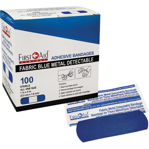 Bandages, Rectangulaire/carr&eacute;e, 3", Tissu d&eacute;tectable, St&eacute;rile Stor-it Systems