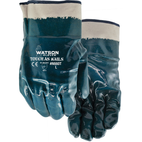 Gants r&eacute;sistants aux produits chimiques Tough-As-Nails, Taille T-Grand, Coton/Nitrile Stor-it Systems